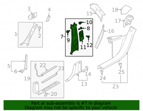 Center pillar trim upper belt right Volvo XC60 18-23 black