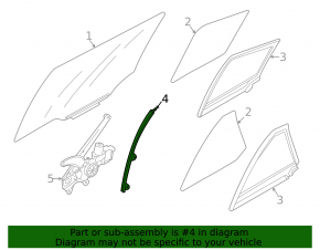 Guide glass door rear right Subaru Outback 20-23