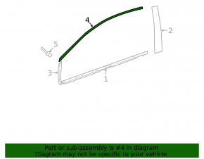 Upper front right door molding for Toyota Prius 50 16-22