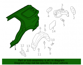 Quarter wing rear right Ford Explorer 11-19