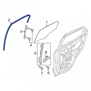 Rear left glass seal Ford Ecosport 18-22