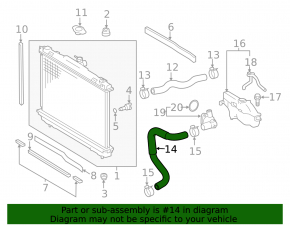 Cooling pipe lower Toyota Camry v50 12-14 hybrid usa