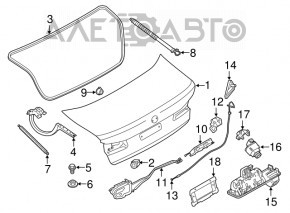 Trunk lid BMW 5 G30 17-23 aluminum, white 300, non-standard hole, pokes