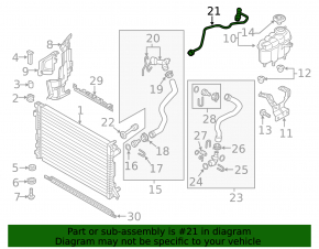 Cooling pipe from the reservoir to the radiator of the Audi A4 B9 17-18 2.0T to the reservoir