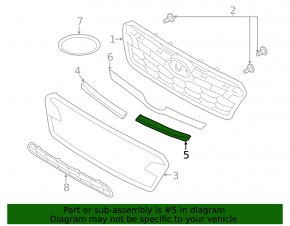 Left radiator grille molding for Subaru XV Crosstrek 18-20 gray