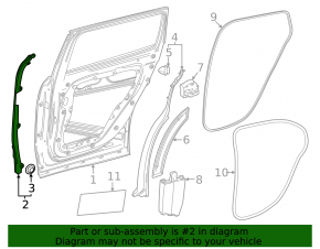 Side door seal, rear left, front, Mercedes X247 GLB 20-26