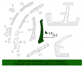 Body pillar central right Mazda CX-5 13-16 with threshold