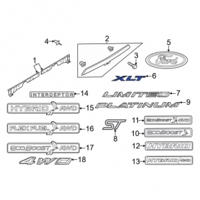 Emblem inscription XLT tailgate Ford Explorer 20-