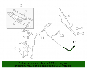 Left front windshield washer nozzle Nissan Sentra 13-19