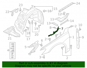 Front fender bracket left Audi A7 19-25 rear