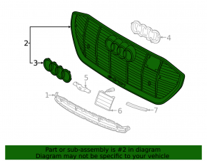 Radiator grille assembly with Audi E-Tron emblem 19-23 for parking sensors, gloss black