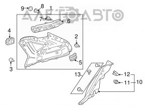Upper right rear panel trim for Lexus RX300 RX330 RX350 RX400h 04-09, gray