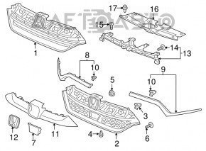 Honda CRV 17-19 radiator grille base without radar