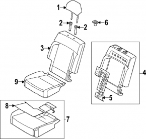 Rear left headrest, 2nd row, Hyundai Santa Fe 24-26, gray leather