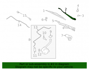 Wiper arm right Ford Flex 09-19