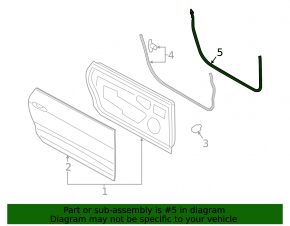 Lower front right door seal for Ford Mustang mk6 15-23 convertible