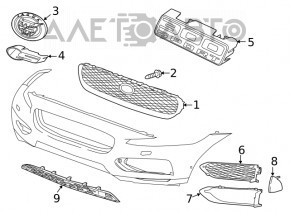 Front bumper grille trim right Jaguar F-Pace X761 17-20 SPORT