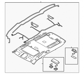 Mazda CX-9 16 headlining - gray, under hatch, creased, needs cleaning, wiring cut