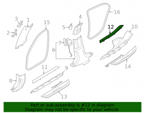 Insert door sill trim inner rear right BMW 7 G11 G12 16-22 chrome, scratches