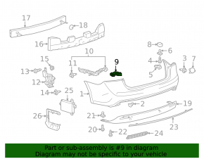 Rear bumper mount, small, right, Toyota Avalon 13-18