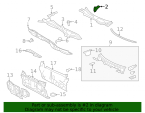 Left wiper grille seal Toyota Camry v50 12-14 usa
