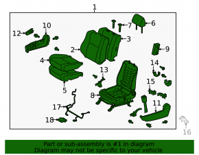 Passenger seat for Toyota Sequoia 2008-2009 without airbag, velour