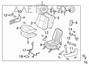 Passenger seat for Toyota Sequoia 2008-2009 without airbag, velour
