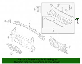 Right wiper grille seal Hyundai Elantra AD 17-20