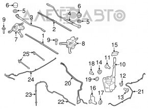 Left windshield wiper linkage with motor for Ford Edge 15-24
