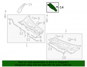 Right windshield wiper grille drain for Mazda 6 18-21