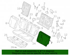 Rear seat, 2nd row, upper left, Ford Mustang Mach-E 21-23, without airbag, gray leather, with belt, with armrest