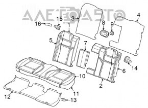 2014 Dodge Challenger 2nd Row Rear Seat Black Fabric with Gray Insert