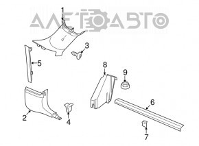 Door sill trim front right Dodge Challenger 15-23 black