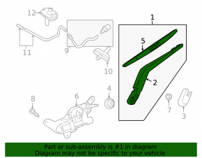 Rear wiper arm Nissan Versa Note 13-19