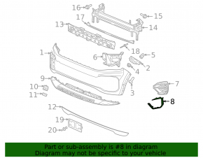 Front bumper grille molding right VW Atlas 21-23