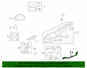 Audi E-Tron 19-23 black upper center dashboard trim
