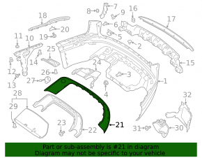 Rear bumper center trim Land Rover Range Rover Velar 18-23 graphite, for 1 exhaust