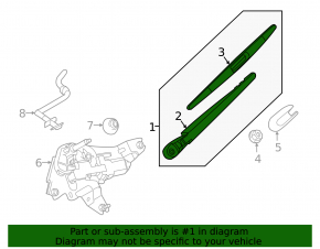 Rear wiper arm for Nissan Murano z52 15-23