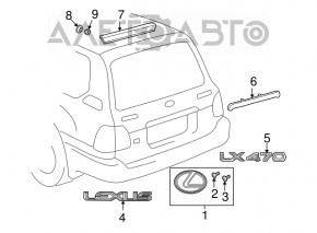 Lexus emblem on the trunk door of a Lexus GX470 03-09