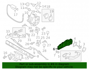 Front left door handle mechanism VW Touareg 11-17 under keyless