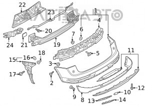 Left rear bumper absorber for Audi Q5 80A 18-24, crack in mount