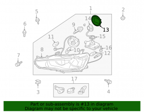 Front right headlight cover Mitsubishi Lancer 12-15 halogen
