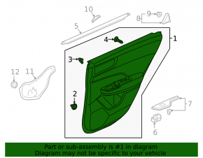 Door trim panel rear right Honda Clarity 18-21 USA black, leather insert, chrome molding, with handle, scratches, dented