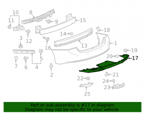 Chevrolet Malibu 19 rear bumper lip - for muffler tips