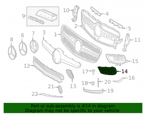Front bumper grille right Mercedes GLA 45 AMG 18-19