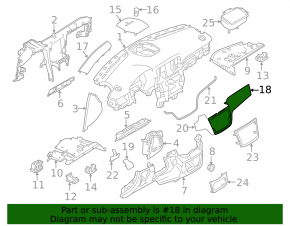Front panel trim right Mercedes GLS-class X166 13-19 wood, with backlight