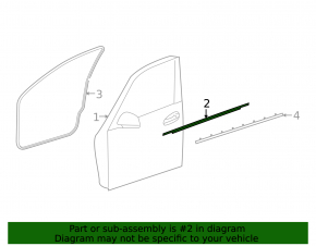 Molding door-glass central front right Mercedes GLC 16-22 chrome