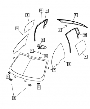 Front left door glass Chrysler 200 11-14