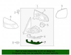 Right side mirror cover for BMW X3 F25 15-17 (lower, without camera), Shadow Line