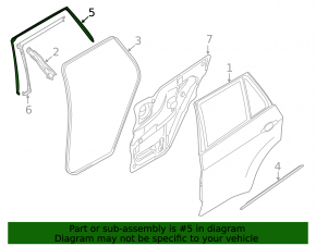 Door glass seal rear right outer BMW X5 E70 07-13